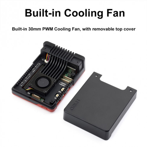 Waveshare 26587 pour boîtier en alliage d'aluminium Raspberry Pi 5 Argon Neo, spécifications : M.2 amélioré SW49021527-010